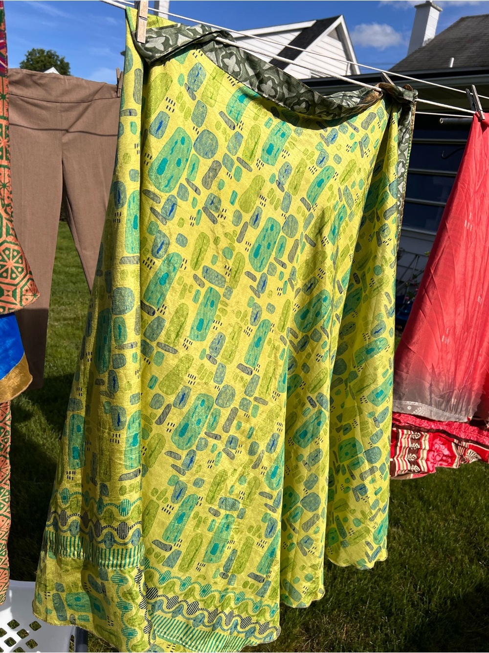 Silk Skirt-Reversible-adjustable waist-maxi skirt
